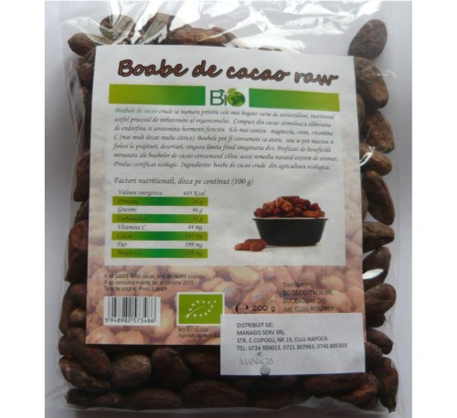 Boabe de cacao crude 200g