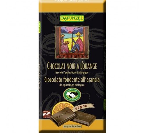 Ciocolata amaruie cu Portocale 55 % cacao VEGANA 