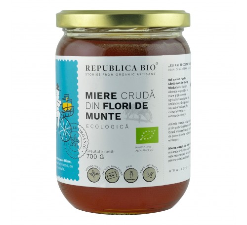 Miere ecologica poliflora cruda din Flori de Munte, Republica BIO, 700g